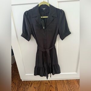 PAIGE NWT Black Button-Up Dress with Pockets and Belt
